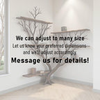 Tree branch corner floating bookshelf solid wood bookcase wall mount driftwood art decor