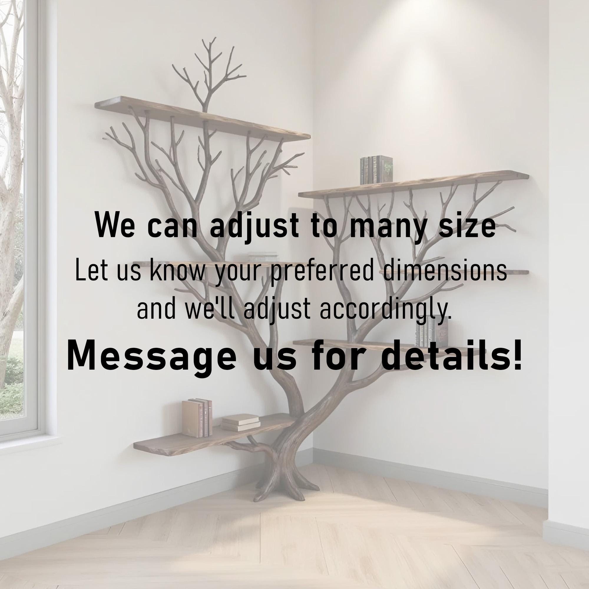 Tree branch corner floating bookshelf solid wood bookcase wall mount driftwood art decor