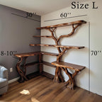 Tree coner book shelf solid wood wall mount bookcase live edge furniture driftwood branch art