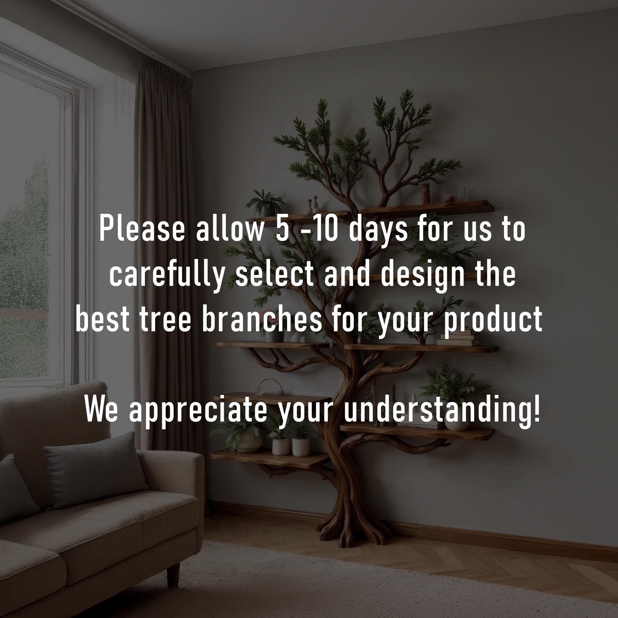 Driftwood bookshelf tree branch shelf art wall mount solid wood bookcase handmade furniture decor