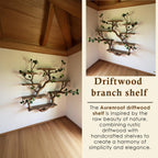 Floating shelf driftwood branch bookcase tree bookshelf wall mount solid wood shelves art decor home for living room