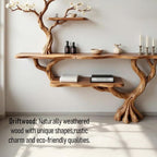 Driftwood console table tree branch entryway table narrow bookshelf display bookcase solid wood