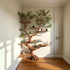 Tree driftwood branch bookshelf art decor bookcase solid wood wall mounted