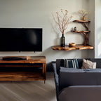 Tree branch bookshelf live edge corner shelf drifwood branch solid wood bookshelves floating shelves on wall art decor