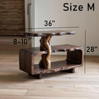 Solid wood side table tree branch bookshelf free standing shelf driftwood art