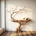 Wood console table natural tree branch driftwood entryway table branch floating bookshelf rustic handmade furniture