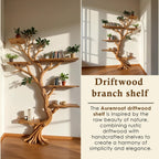 Driftwood branch shelf tree bookshelf art solid wood bookcase home decor