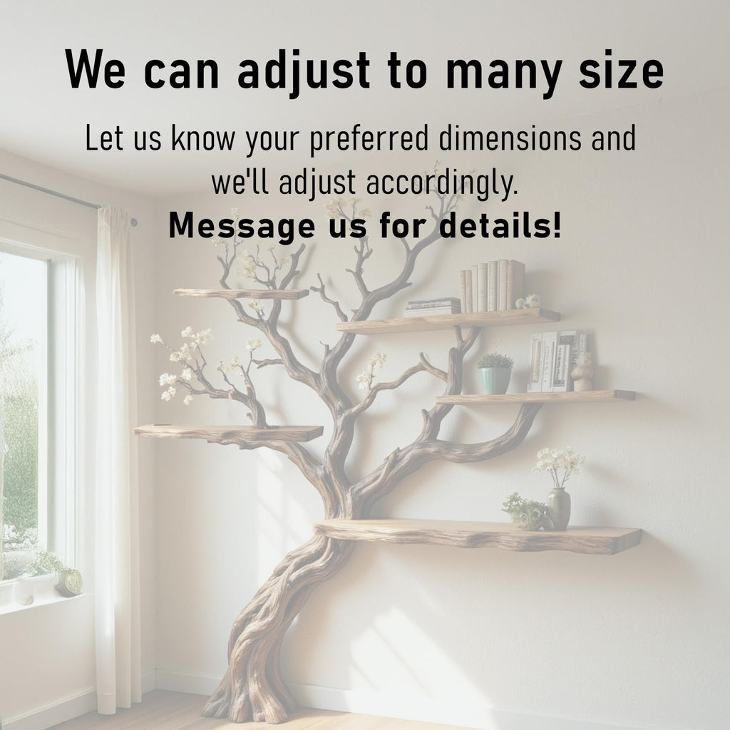 Flower tree branch bookshelf driftwoood tree shelf wall mount live edge shelving bookcase art decoration