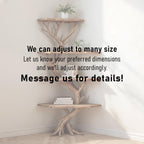 Tree book shelf corner wall shelves solid wood bookshelf driftwood branch floating bookshelves decor housewarming present