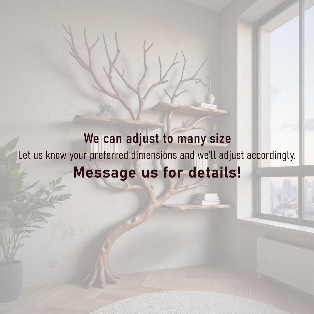Corner driftwood tree branch solid wood bookshelf wall mount floating live edge furniture decoration