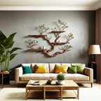 Floating bookshelf tree branch book shelf solid wood wall mounted shelves fake leaf bookcase decor