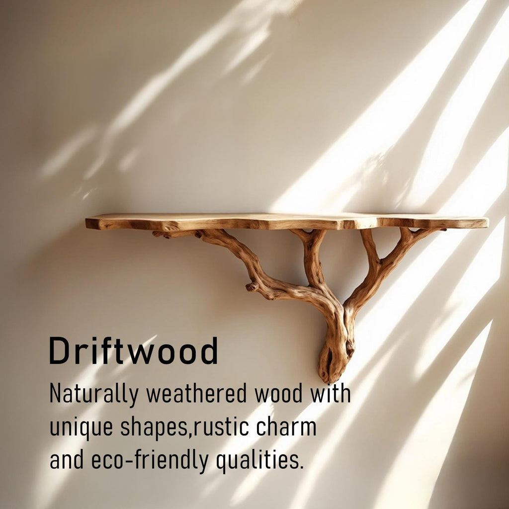 Rustic driftwood shelf natural console table solidwood bookshelf art wall mount decor unique tree bracnh bookshelves