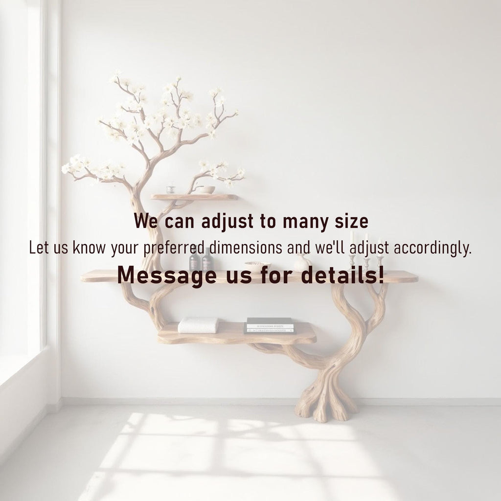 Driftwood console table tree branch entryway table narrow bookshelf display bookcase solid wood