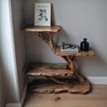 Driftwood nightstand bedside bookshelf tree branch bookcase free standing mini stand shelving rustic home decoration