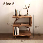 Night stand bookcase solid wood free standing small bookcase bedside driftwood handcrafted record player stand wood work furniture