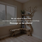 Driftwood Corner Bookshelf: Solid Wood Tree Branch Carving