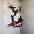Floating book shelf wood corner tree branch shelves wall mount unique bookshelf decor driftwood art decor for home