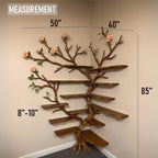 Corner driftwood tree bookshelf wall mount solid wood scupltured bookcase wood furniture decoration