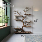 Tree branch bookshelf driftwood live edge floating shelves on wall art home decor