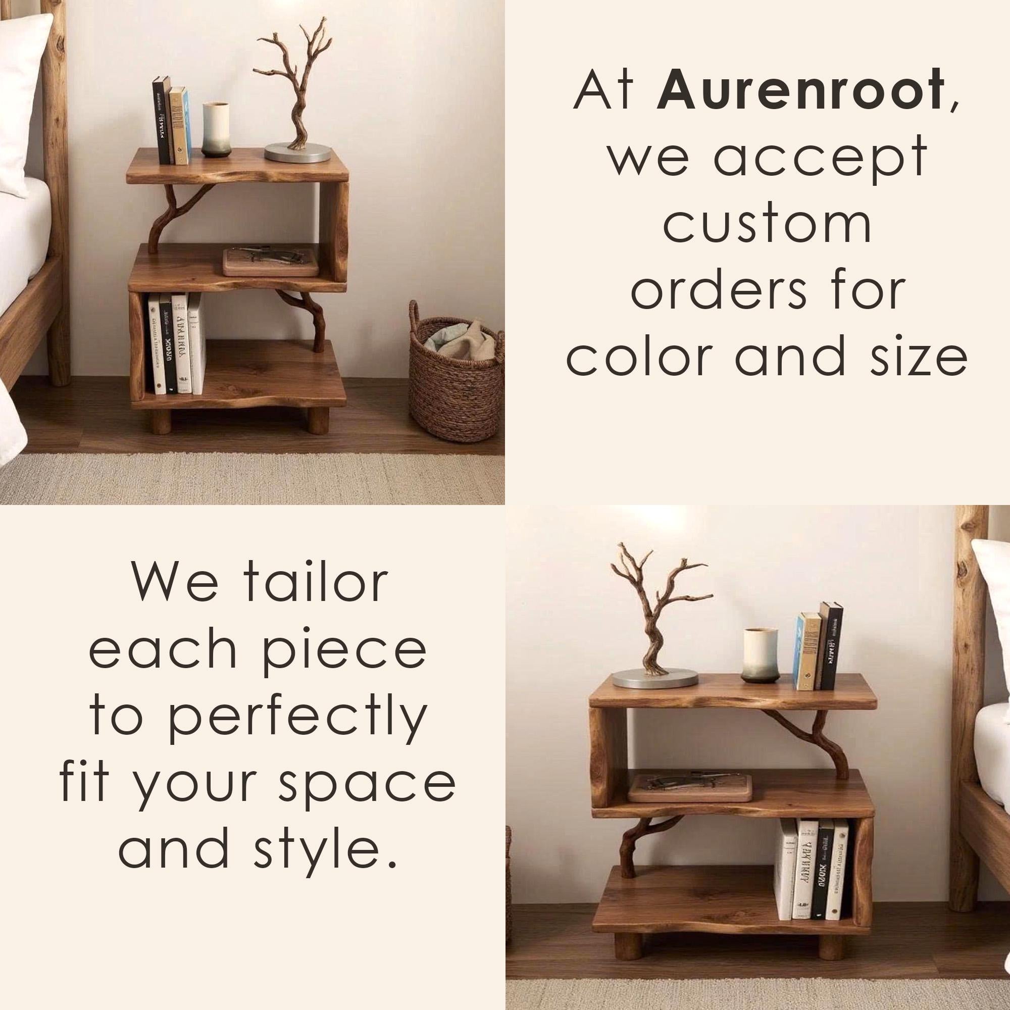 Night stand bookcase solid wood free standing small bookcase bedside driftwood handcrafted record player stand wood work furniture