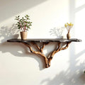 Floating wood tree shelf natural bookshelf solid wood rustic furniture wall mount tree branch shelving handmade furniture decorative