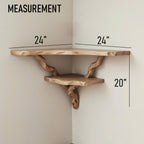 Floating corner shelf driftwood branch wall mounted shelf art bookshelf solid wood decor for home
