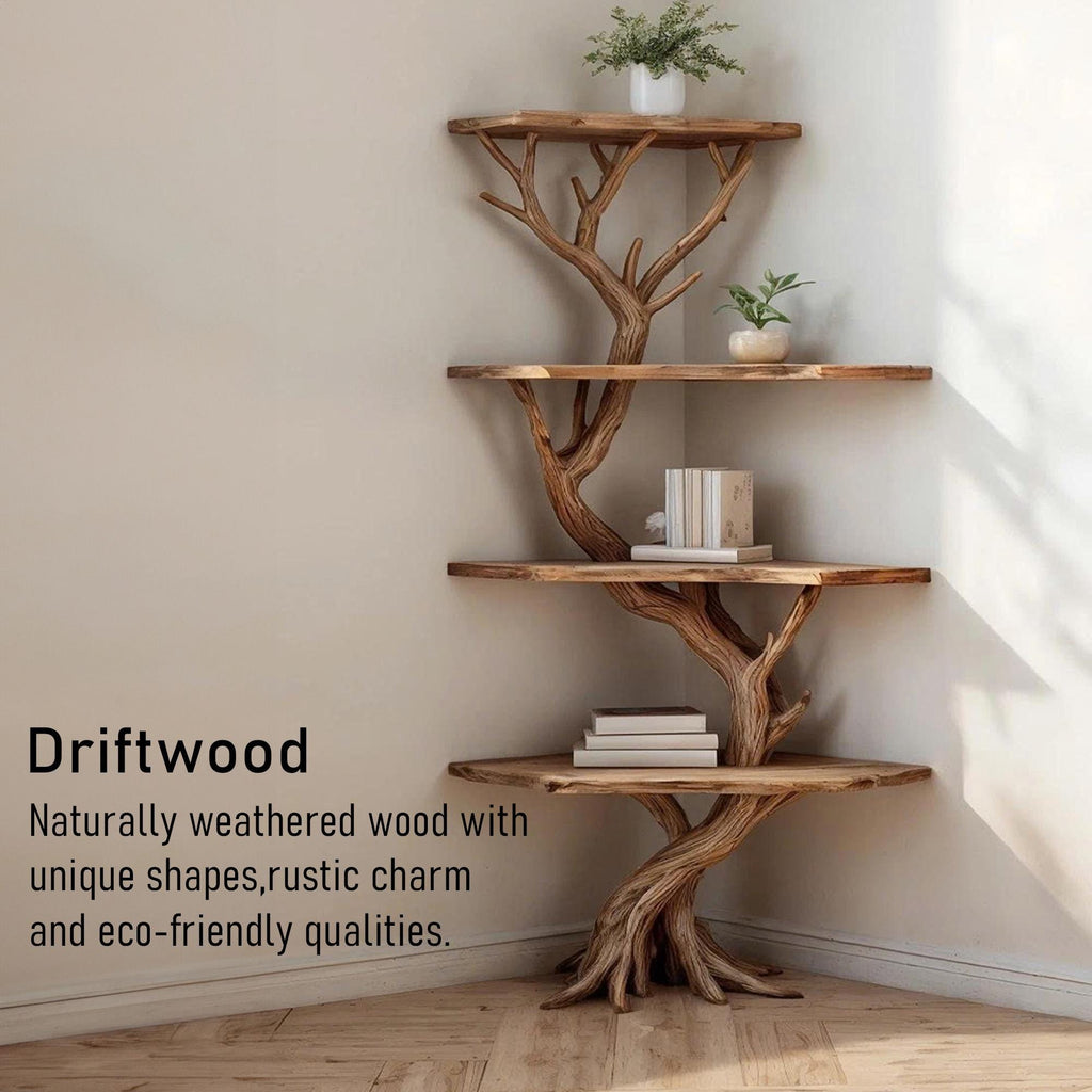 Tree book shelf corner wall shelves solid wood bookshelf driftwood branch floating bookshelves decor housewarming present