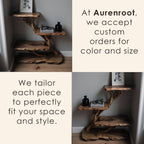 Driftwood nightstand bedside bookshelf tree branch bookcase free standing mini stand shelving rustic home decoration