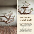 Floating bookshelf tree branch book shelf solid wood wall mounted shelves fake leaf bookcase decor