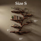Natural driftwood tree bookshelf branch shape floating bookcase wall mount sculpture furniture