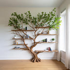 Driftwood Tree Branch Bookshelf: Rustic Floating Wall Decor