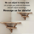 Floating corner shelf driftwood branch wall mounted shelf art bookshelf solid wood decor for home