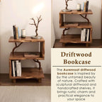 Night stand bookcase solid wood free standing small bookcase bedside driftwood handcrafted record player stand wood work furniture