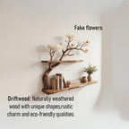 Natural driftwood branch bookshelf rustic tree book shelf art solid wood bookcase for entryway space decor