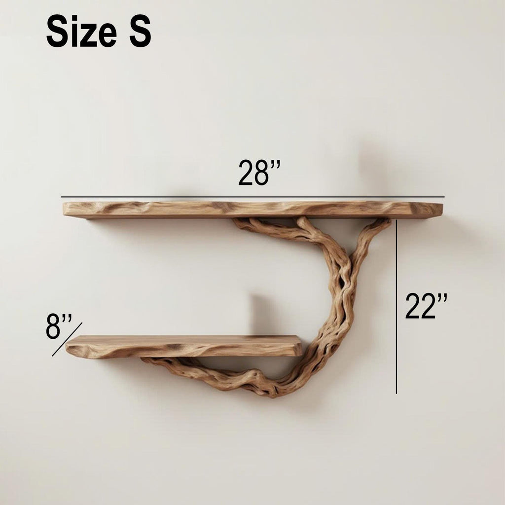 Driftwood shelf solidwood bookshelf art decor tree book shelves wall mount handmade furniture