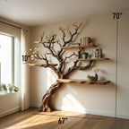 Flower tree branch bookshelf driftwoood tree shelf wall mount live edge shelving bookcase art decoration