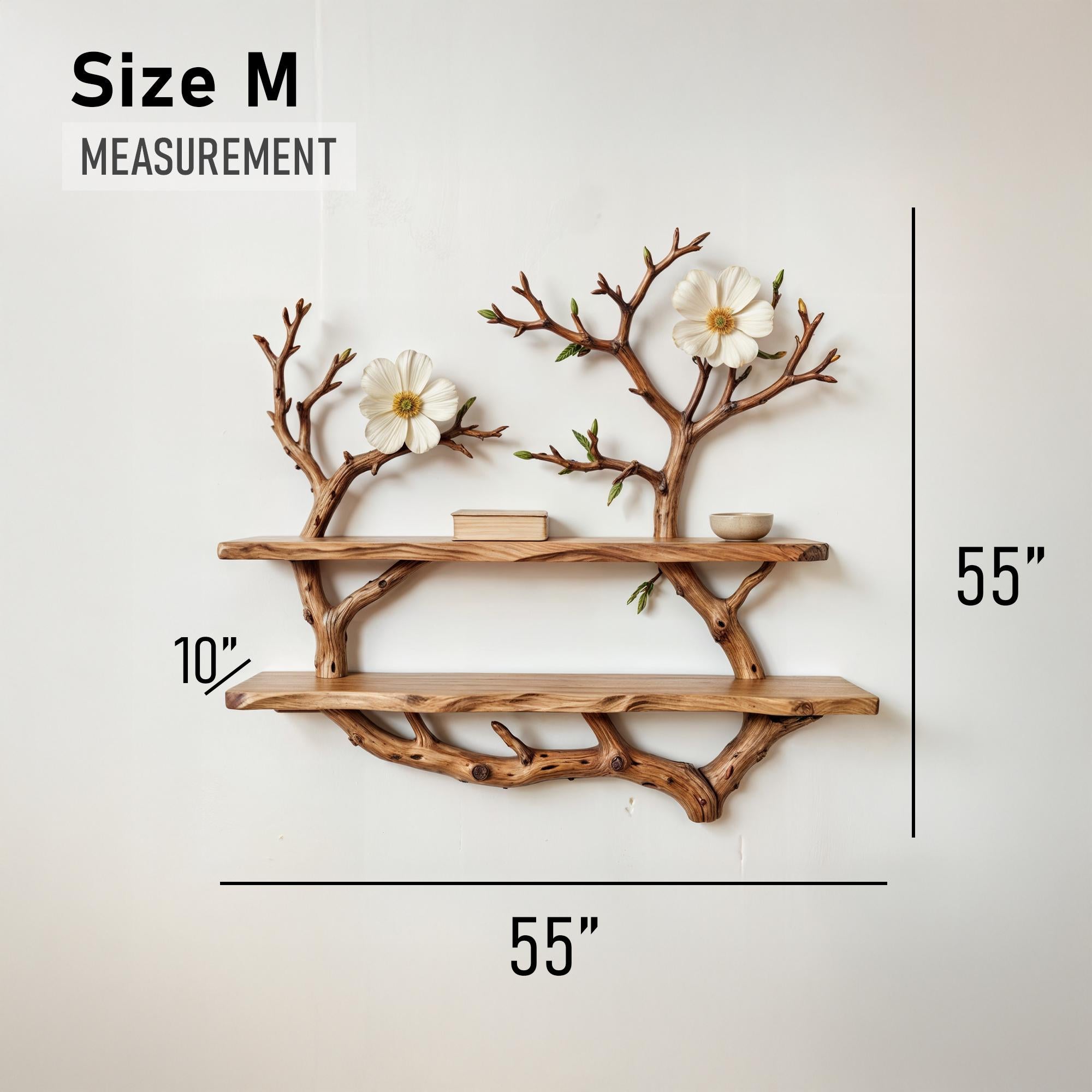 Natural driftwood shelf tree branch bookcase art solid wood bookshelf art wall mount bookshelf decor