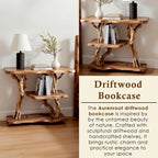 Solid wood bookcase nightstand free standing bookshelf tree branch driftwood plant stand rustic shelving handcrafted furniture