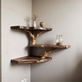 Driftwood corner wall shelf natural solidwood bookshelf art unique floating shelves wall mount handmade furniture decor