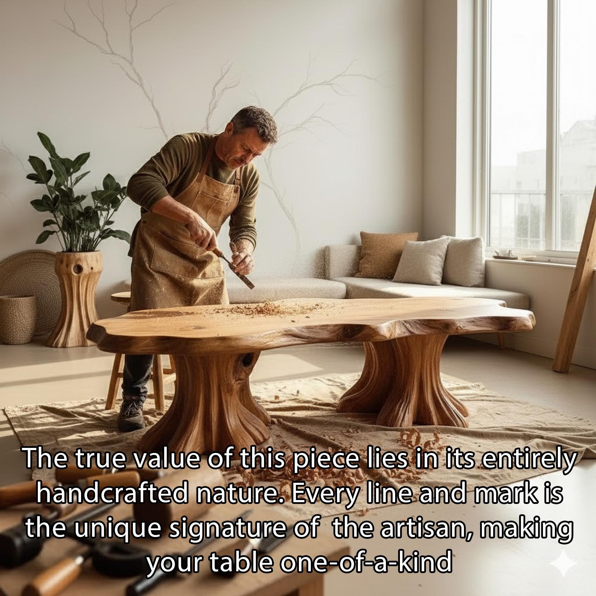 Solid wood coffee table tree trunk driftwood sculpture stump side table live edge console table furniture