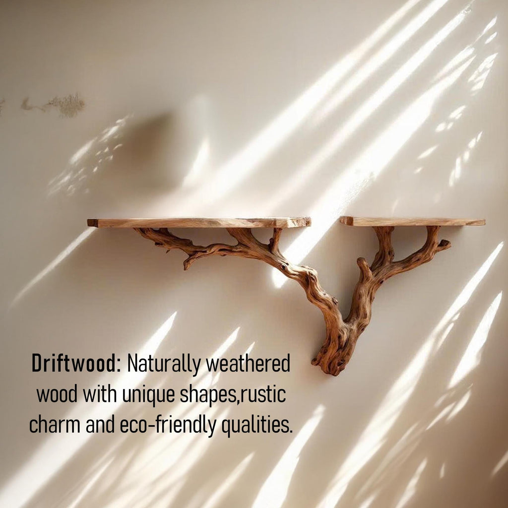 Tree branch bookshelf driftwood shelves art floating wall shelf unique decor gift for him