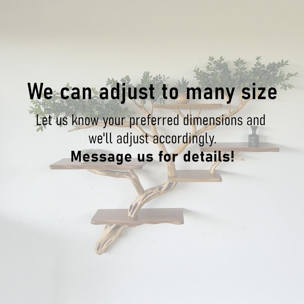 Tree branch bookshelf floating live edge shelf fake leaf wall mount tree shelf handcraft solid wood furniture