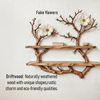 Natural driftwood shelf tree branch bookcase art solid wood bookshelf art wall mount bookshelf decor