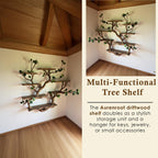 Floating shelf driftwood branch bookcase tree bookshelf wall mount solid wood shelves art decor home for living room