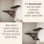 Tree branch bookshelf floating corner black wall shelf driftwood shelves gift for the home