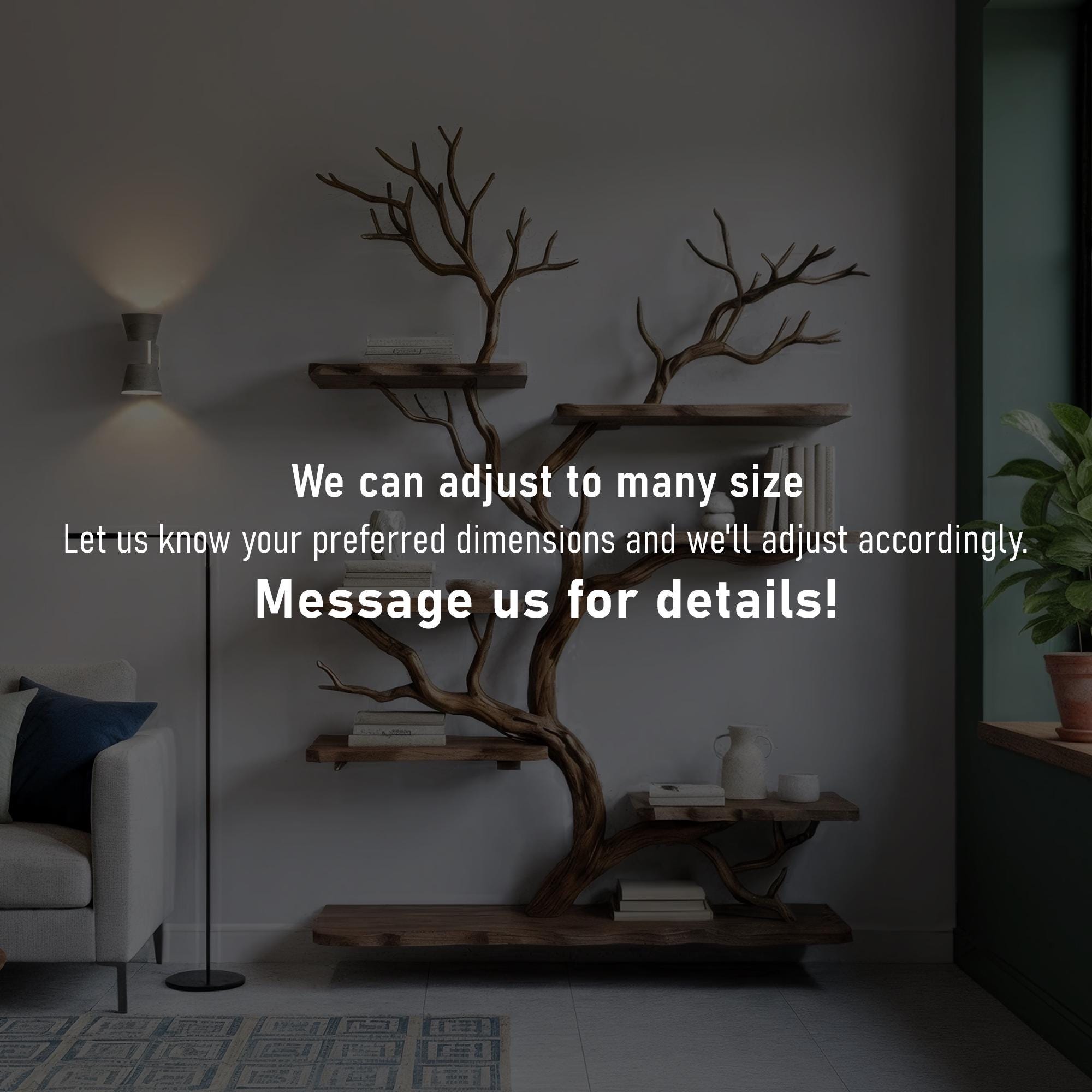 Tree branch bookshelf driftwood live edge floating shelves on wall art home decor