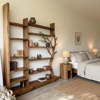 Handmade tree branch bookshelf solid wood live edge furniture display shelf bookcase decoration