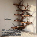 Tree corner bookshelf driftwood branch shelf solid wood bookcase on wall art home decor