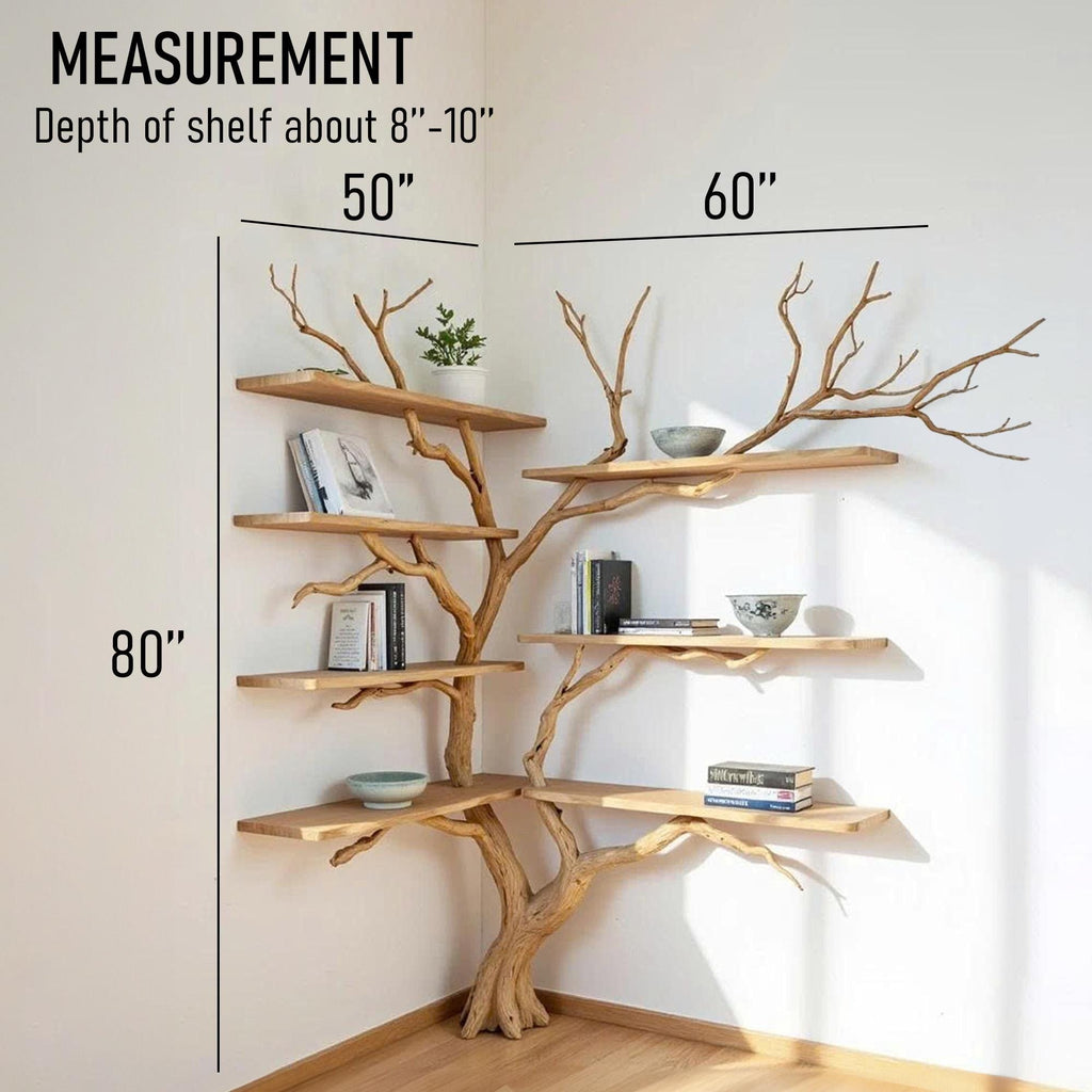 Corner Driftwood Bookshelf: Floating Shelves, Wall Mount Decor