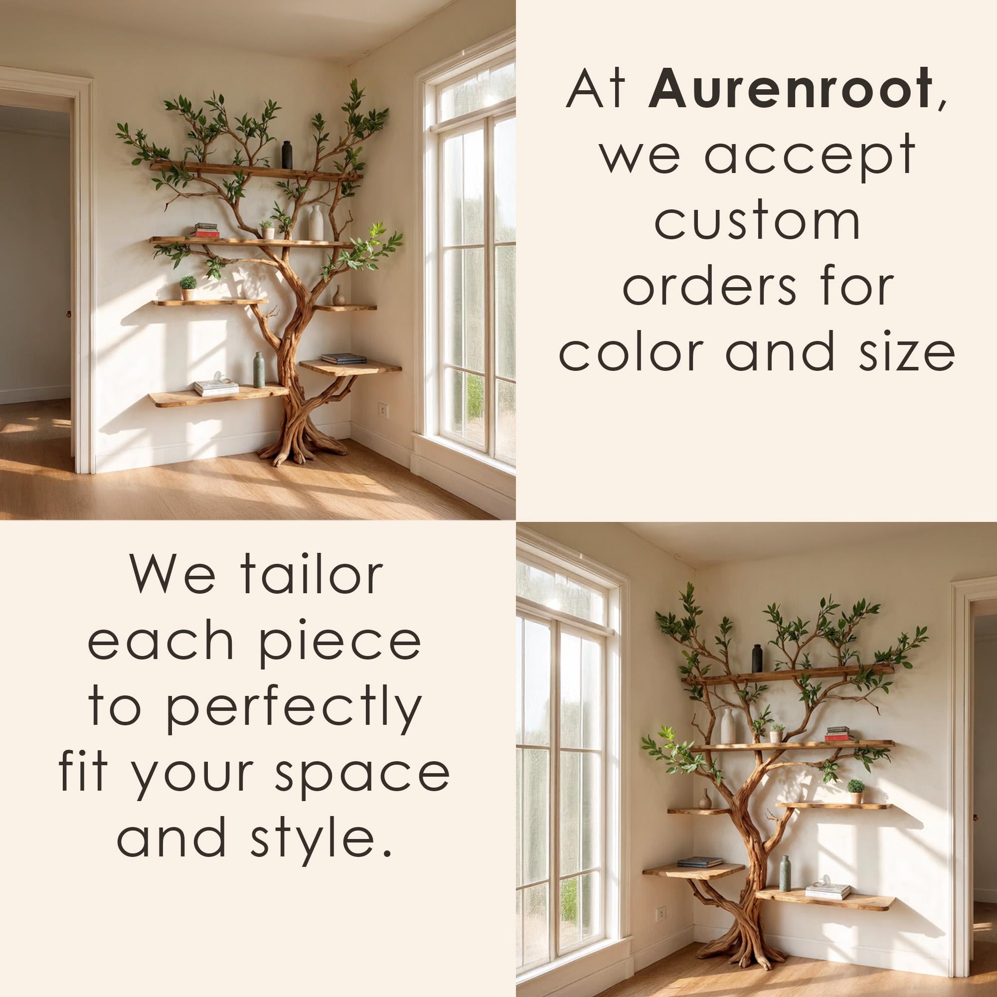 Corner driftwood shelf tree branch bookshelf solid wood bookcase home decor